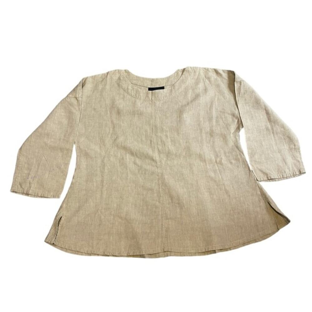 BLANQUE 100% LINEN BLOUSE SIZE 1= M BUT FITS L